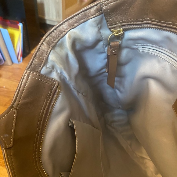 Coach Brown Signature Tote with Glossy Finish - Picture 6 of 10